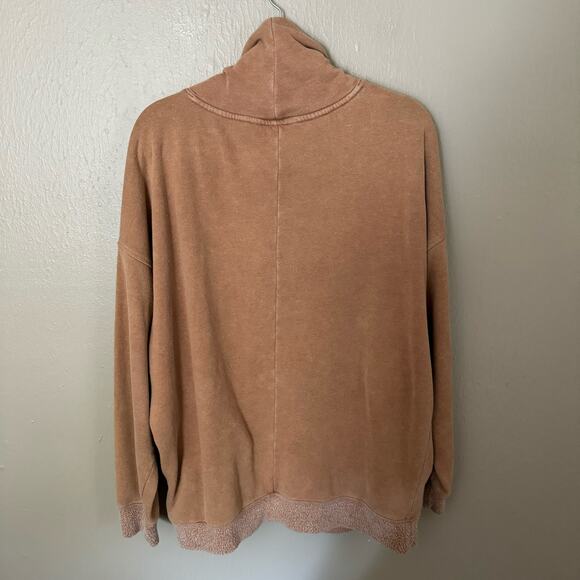 FREE PEOPLE Too Easy Tunic Sweatshirt Terracotta Size XS long sleeve funnel neck - Picture 8 of 8
